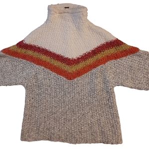 Free People Womens XS Turn Around Color Block Chunky Turtleneck Sweater